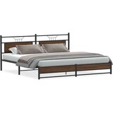 Metalni Kovinski posteljni okvir brez vzmetnice rjavi hrast 200x200 cm, (21829630) | Shoptok.si