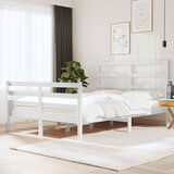 Maison Chic Posteljni okvir - Dvoposteljna postelja - Zakonska postelja bel iz trdne borovine 140x190 cm-J10014, (21769868) | Shoptok.si