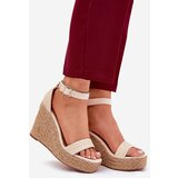 Boto Wedge Sandals For Women With Braiding Beige Adelio | shoptok.hr