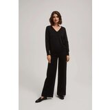Marisse Black Metallic Thread V-Neck Sweater | Shoptok.si