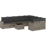 vidaXL 10-dijelni set vrtnih sofa od poliratana s jastucima sivi | shoptok.hr