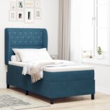 Box Postelja s pomičnim vzmetenjem in vzmetnico Temno modra 90x200 cm Žamet, (22051164) | Shoptok.si