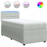 vidaXL Box spring postelja z vzmetnico svetlo siva 90x200 cm žamet | Shoptok.si