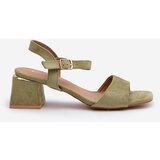 EVENTO Women's Sandals on Block Heel in Green Eco Suede Leisha | shoptok.hr