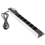 Mirsan MR.PRZ6S.SC 220V razvodni PDU panel 19/1U sa 6 utičnih mesta,kabl 2.5m | ePonuda.com