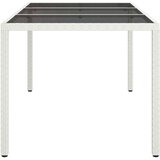 Vrtna miza 150x90x75 cm kaljeno steklo in poli ratan bel, (20625075) | Shoptok.si