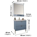 Hanah home Set kupaonskih ormarića s umivaonikom i ogledalom, 2 komada, plavi Slike