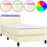 Maison Chic Box spring postelja - Vzmetna postelja z vzmetnico LED krem 100x200cm umetno usnje SL21738, (21892376) | Shoptok.si