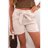 Kesi Włoski Women's shorts with bow and frills beige | shoptok.hr