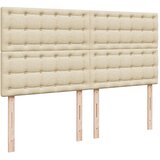  Krevet s oprugama i madracem krem 200 x 200 cm od tkanine Slike