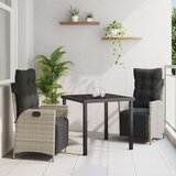 vidaXL 3-delni vrtni jedilni set svetlo sivi poli ratan | Shoptok.si
