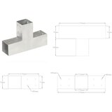  Spojnici za stupove u T-obliku 4 kom pocinčani metal 71 x 71 mm | shoptok.hr