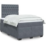 vidaXL Box spring postelja z vzmetnico temno siva 120x200 cm žamet | Shoptok.si