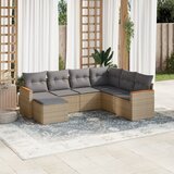 Maison Chic Seti vrtnega pohištva - Vrtna garnitura - Vrtni pohištvo set 7-delna z blazinami bež poli ratan, (21803225) | Shoptok.si