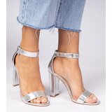 D/CEO marka niezdefiniowana Silver sandals with an ankle strap on a block heel Miledia | Eponuda.ba