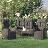 The Living Store Vrtna jedilna garnitura 3-delna z blazinami črn poli ratan - Vrtna Jedilna Garnitura, (21473439) | Shoptok.si