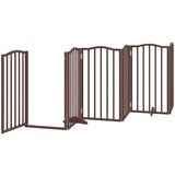 vidaXL Ograda za pse z vrati zložljiva 9 panelov rjava 450 cm les | Shoptok.si