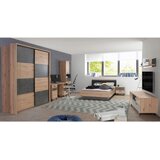 CARRYHOME Postelja Raven, Barva Hrasta, Temno Siva, 140x200 | Shoptok.si