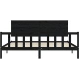  Za krevet s uzglavljem crni 200 x 200 cm od masivnog drva | shoptok.hr
