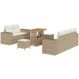 vidaXL 8 komadni vrtni sofa set s jastučićima Bež poli ratan akacija, 3 komadni vrtni blagovaonski set s jastučićima Bež poli ratan akacija | shoptok.hr