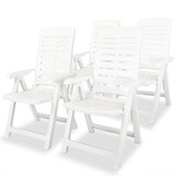 Maison Chic Nastavljivi vrtni stoli - Stol za vrt 4 kosi plastika bele barve JS114, (21877475) | Shoptok.si