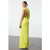 Trendyol Green Backless Detailed Woven Long Elegant Evening Dress