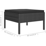  8-dijelna vrtna garnitura od poliratana s jastucima crna | shoptok.hr