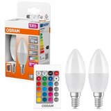 Osram Set LED sijalk v obliki sveče E14 z daljinskim upravljanjem barve - dvojno pakiranje (E14, Možnost zatemnitve, RGBW, 470 lm, 4,9 W) | Shoptok.si
