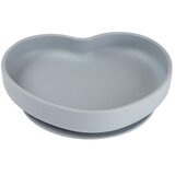 Canpol Silicone Suction Plate Heart Grey silikonski tanjur s vakuumom 300 ml za otroke Cijene