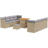  Vrtna garnitura - 11-dijelni set vrtnih sofa s jastučićima Bež Poli Ratan Akacija 3-dijelni set vrtne blagovaonice s jastučićim | shoptok.hr