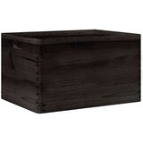 vidaXL Lesena škatla s pokrovom črna 40x30x23 cm trdna borovina | Shoptok.si