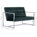 In Kavč dvosed z naslonjali za roke temno zelen krom in žamet | Shoptok.si