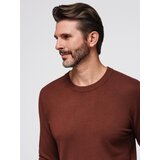 Ombre Men's sweater with round neckline in stretch knit with classic weave - maroon | Shoptok.si