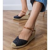 Gemre Black glitter wedge sandals Saluni | ePonuda.com