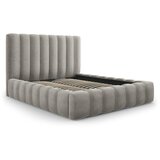 Micadoni Home Svijetlo sivi tapecirani bračni krevet s prostorom za pohranu s letvičastom podnicom 160x200 cm Kelp - Cijene