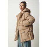  Women's Beige Hooded Down Jacket | shoptok.hr