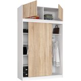 AKORD Mono Garderobna Omara Z Drsnimi Vrati Z Nadgradnjo, Bela/Hrast Sonoma, (5000331739) | Shoptok.si