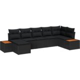 vidaXL 7-delni vrtni kavč set z blazinami črne poli ratan akacije | Shoptok.si