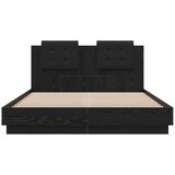 vidaXL Okvir kreveta s uzglavljem s uzglavljem Crni hrast 140 x 200 cm | shoptok.hr