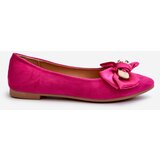 Boto Women's Eco Suede Ballerina Flats with Bow and Brooch Fuchsia Satris | Shoptok.si