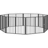  Vrata za pse 8 pcs Crna 100 x 80 cm Cinkani čelik | shoptok.hr