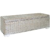  Kutija za pohranu bijela 110 cm prirodni ratan kubu i mahagonij | shoptok.hr
