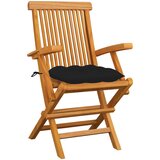 Maison Chic Vrtni stoli - Stol za vrt s črnimi blazinami 3 kosi trdna tikovina JS1929, (21878744) | Shoptok.si
