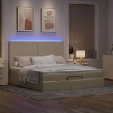  Otomanski krevet s madracem i LED krem 180x200cm od tkanine | shoptok.hr