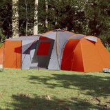 vidaXL Šotor za kampiranje 12 oseb siv oranžen 840x720x200cm 185T taft Cene