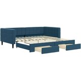  Dnevni krevet na razvlačenje s ladicama plavi 100x200 cm baršun | shoptok.hr