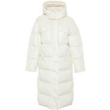 Trendyol Ecru Regular Hooded Water Repellent Long Puffer Coat with Side Snap Detail