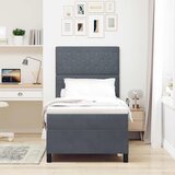  LED Box Spring Krevet s madracem Tamno siva 100 x 200 cm Baršun | shoptok.hr