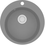 vidaXL Enojno okroglo kuhinjsko pomivalno korito iz granita sivo, (21670644) | Shoptok.si