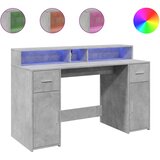  Radni stol s LED svjetlima sivi 140x55x91 cm konstruirano drvo | shoptok.hr